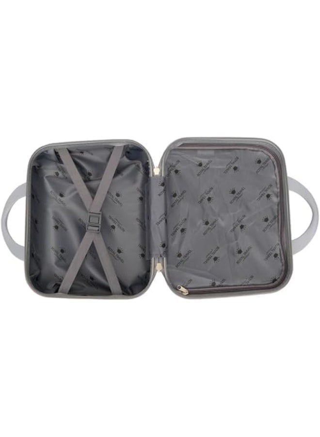 حقيبة مكياج رويال ترافل الصلبة بتصميم متاهة مقاس 13.5 بوصة، حقيبة مكياج محمولة مزودة بحزام مطاطي متعدد الجيوب، فضية اللون - Image 2